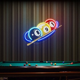Resim Bilardo Topları Baskılı - Neon Tabela - 85cm | 33in / MultiColor 