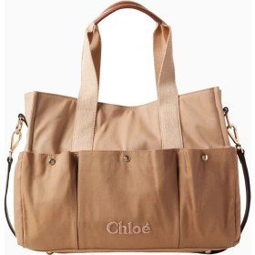 Resim Chloe Chloé Kids Logolu Deri Detaylı Pamuk Bebek Bakım Çantası 