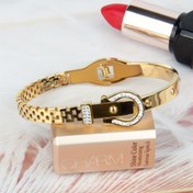 Resim 1 adet 18K Altın Kaplama 304L Paslanmaz Çelik Kadın Bilekliği, Kakma ve Perçin Detaylı - Sevgililer Günü Hediyesi, Günlük Kullanım & Tatil Ziyafetleri için En İyi Arkadaş Takısı, Minimalist Tasarım, Yüksek Kaliteli İşçilik, Moda Aksesuarı, Moda Severler İçin 