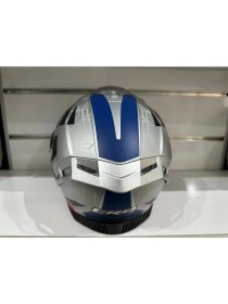 Resim KASK CRN FS-867 MAT SİLVER/BLYE/RED GÜNEŞ VİZÖRLÜ 