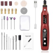 Resim Konesam Usb Şarjlı Mini Elektrikli Taşlama Makinesi - 5 Vites Işıklı, Ahşap Taşlama, Polişaj, Çarpentry Ve Dıy Araç Seti Kırmızı 202r-c 