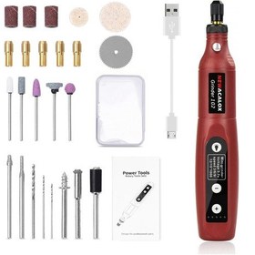 Resim Konesam Usb Şarjlı Mini Elektrikli Taşlama Makinesi - 5 Vites Işıklı, Ahşap Taşlama, Polişaj, Çarpentry Ve Dıy Araç Seti Kırmızı 202r-c 