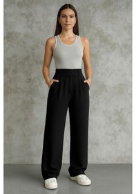 Resim Puqhqa Kadın Palazzo Pantolon Siyah Siyah 