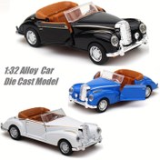 Resim 1:32 Ölçekli Alaşımlı Dönüştürülebilir Vintage Araba Modeli - Gerçekçi Detaylarla Çek-Geri Döküm Koleksiyonluk Oyuncak, Beyaz/Mavi/Siyah, Pilsiz Oyun için Çocuklar ve Koleksiyonerler, Klasik Araba Tasarımı | Plastik Gövde 
