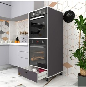 Resim Kenzlife fırın dolabı naime gri 145*60*56 mutfak çekmeceli ayaklı banyo kiler ofis 