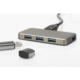 Resim Digitus DA-70240-1 4 Port USB 3.0 Hub, 5V-2A güç adaptörü dahil, alüminyumi DA-70240-1 