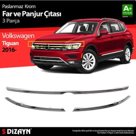 Resim Volkswagen Tiguan Krom Far Üst Çıtası 3 Prç. 2016-2020 