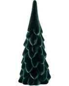 Resim Opulentliving Mini Suntek Floklu Yapay Yılbaşı Ağacı 10x25cm, Seramik, Yeşil, Masa Dekoru 10cmx25cm 