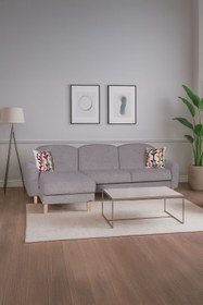 Resim Kilim Mobilya Bohem's Bohem Uzanmalı Köşe, Sağ Sol Kullanılabilen, Yüksek Ayaklı, Açık Gri 