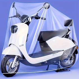 Resim 1 Adet Motosiklet Scooter Yağmurluğu - Sağlam Şeffaf Plastik Hava Koşullarına Dayanıklı Koruyucu Kılıf, Ayarlanabilir Kayışlı, Çoğu Motosiklet ve Scootere Uyumlu, Araç Koruma, Güvenli Bağlama, Bisiklet Koruyucu, Açık Hava Tutkunları İçin, Sağlam Yapı, Scooter Sahipleri 