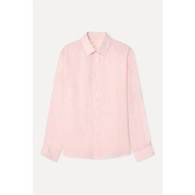 Resim Mudo Erkek Pembe Regular Fit Uzun Kollu Keten Gömlek 