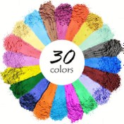 Resim 30 Renkli Mika Tozu Pigment Seti - Epoksi Reçine, Banyo Bombaları, Mumlar, Sabun Yapımı & Slime El Sanatları için Canlı, Tekrarlanmayan Tonlar 