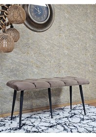Resim Zafir Siyah Boyalı Siyah Oturaklı Metal Sivriltme Ayaklı Babyface Puf & Bench & Oturak Kahverengi 