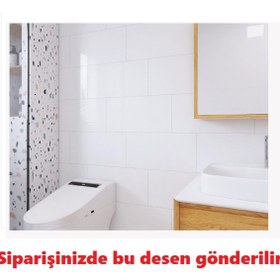 Resim Doori Düz Kırık Beyaz Yapışkanlı Pvc Duvar Kaplama Mutfak Banyo Sticker 30*60cm 6 Adet 1,08mt2 