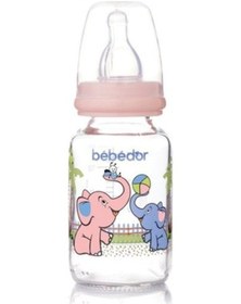 Resim Bebedor 30302 Desenli Cam Biberon 125 ml Pembe Fil Desenli 