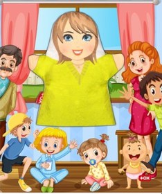 Resim Tox Teyze Aile Bireyleri Keçe El Kukla T339 . Eğitici Oyuncak 