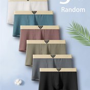 Resim 5 Adet Rastgele Erkek Boxer, Düz Renk Buzlu Sliky Kumaş, Rahat ve Nefes Alabilen Düz Tabanlı Külot 