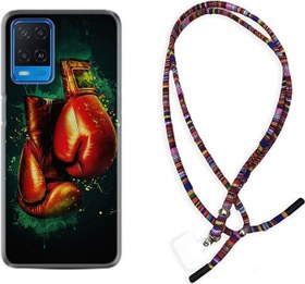 Resim kilifland Oppo A54 ile Uyumlu Kılıf Rasta Ipli Boyun Askılı Desenli Silikon Boks Eldiveni 1763 