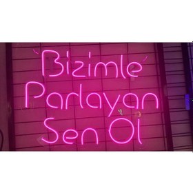 Resim Bizimle Parlayan Sen Ol Neon Led Tabela 60 X 45 Cm Pembe Renk Renkli 