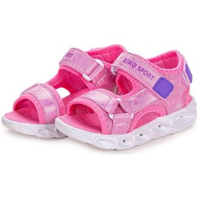 Resim Kiko Kids 133 Hologram Işıklı Kız Çocuk Cırtlı Sandalet Ayakkabı Pembe 001 