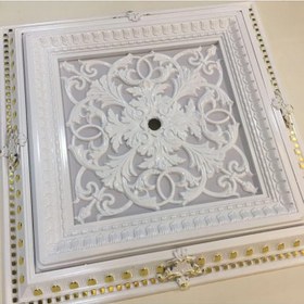 Resim Saray Tavan Göbek Panel 72cm*72cm Beyazaltın Içerisine Led Döşenebilir Panel gri 
