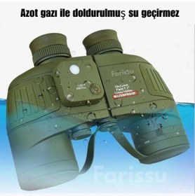 Resim Profesyön 10x50 Mm Azot Dolu Su Geçirmez Denizci Dürbünü Işıklı Pusulalı, Profesyonel Optik Dürbün Yeşil 