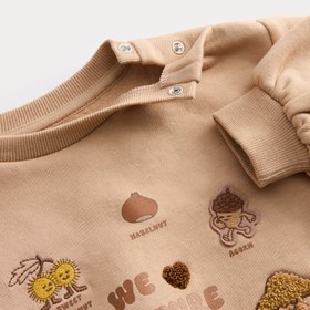 Resim Pamuk Karışımlı Desenli Sweatshirt (0-3 Ay) - Renksiz / 3-6 M 