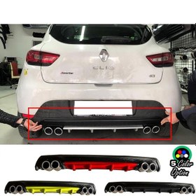 Resim For Renault Clio Mk4 Yuvarlak Egzozlu Kırmızı Difüzör Difizör Çiftli Egzoz Görünüm Arka Ek 2012-2019 
