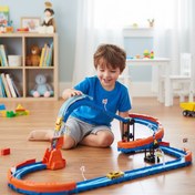 Resim HAK İŞ OYUNCAK Glow Flip Track Yarış Pisti Seti – 42 Parça – Işıklı, Spiral Rampalı, USB Şarjlı Hızlı Oyuncak Araba 