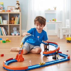 Resim HAK İŞ OYUNCAK Glow Flip Track Yarış Pisti Seti – 42 Parça – Işıklı, Spiral Rampalı, USB Şarjlı Hızlı Oyuncak Araba 