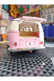Resim OYUNCAKSAHİLİ Volkswagen Çekbırak 1962 Model Lısansl Minibüs Vosvos Bus Klasik Koleksiyon Microbüs Pembe 