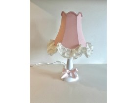 Resim Luluavizem Patentli Özel Simli Kumaş Bebek Çocuk Genç Odası Pudra Pembe Abajur Hediyelik 