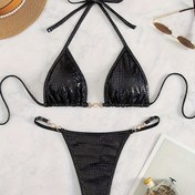 Resim Kadınlar için Müzik Festivali Bikini Seksi Halter Boyun Bağcıklı Set, Plaj Mayo 