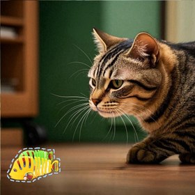 Resim 1 adet Renkli Rüzgarlı Sallanan Karikatür Balık Kedi Oyuncak - Pil Gerektirmez, Tüm Boyutlarda Kediler İçin Etkileşimli Eğlence, Dayanıklı Plastik 
