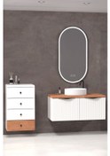 Resim BELISSIMO 100 CM BEYAZ LAVABOLU BANYO DOLABI - BEYAZ / KAYIN (YAN ÜNİTE DAHİL) 