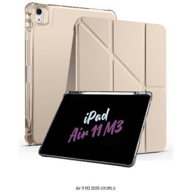 Resim İpad Air 11 İnç 2025 M3 Çip Uyumlu Kalem Bölmeli Standlı Tri Folding Fuchsia Tablet Kılıfı Kapaklı Kılıf 