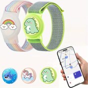 Resim AirTag Bileklik, Sevimli Karikatür AirTag Tutucu, GPS Takipçisi Bulucular için Yumuşak Silikon Tam Kapsama Gizli Nylon İp Kayışı, erkek ve kızlar için air tag saat bilekliği, air tag bilezik (AirTag Hariç) 