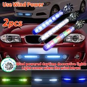 Resim 2 adet Araba Rüzgar Gücü ile Çalışan Araba LED Fan Işık Döndürme Fan Lambası Otomobil Dekoratif lamba Kullanım Rüzgar Enerjisi parıltısı 