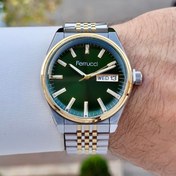Resim Ferrucci Kadranı Yeşil Kordonu Altın Metalik Renk 40 Mm Erkek Kol Saati 
