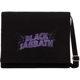 Resim Black Sabbath Logo Siyah Kanvas Postacı Çantası - Siyah 
