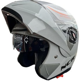 Resim NCR Vizörlü Çene Açılır Motosiklet Kaskı Açık Nardo Gri 