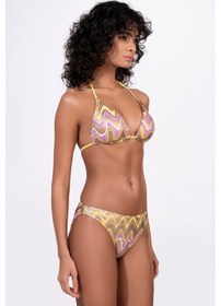 Resim Endeep Kadın Yarım Dolgulu Zigzag Desenli Parıltılı Bikini Takımı Sarı 