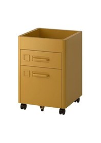 Resim Çekmeceli Çelik Ofis-Makyaj-Eşya Düzenleyici MeridyenDukkan Keson Hardal Sarı Renk 42x61 Cm Tekerlekli Meridyendukkan 