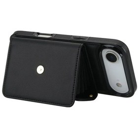 Resim Topshop1 Klt Crossbody Akordeon Kartlık Uzun Kısa Kayışlı iPhone Uyumlu 14 Siyah Kılıf Seti 