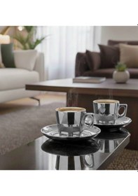 Resim Rova Tr Titanyum Kaplama Modern Türk & Filtre Kahve Fincan Seti Gümüş 