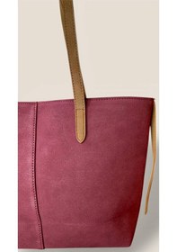 Resim Lovelystore Kadın Süet Geniş Hacimli Fermuarlı Günlük Tote Model Büyük Boy 40x28 Bordo 