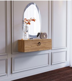 Resim 80 Cm Duvara Monte Ahşap Makyaj Masası Organizatör Modern Dresuar Ahşap 
