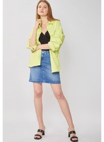 Resim Kadın Açık Mavi Jean Midi Etek 16S100-1 