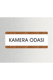 Resim zafrakreklam KAMERA ODASI Ofis Departman Kapı İsimliği, Yönlendirme levhası 26X10Cm BEYAZ-CEVİZ 
