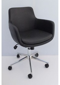 Resim Bulut Siyah Deri Rahat Ofis Çalışma Sandalyesi 